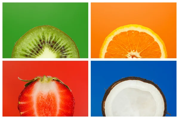 Collage van halve vruchten — Stockfoto