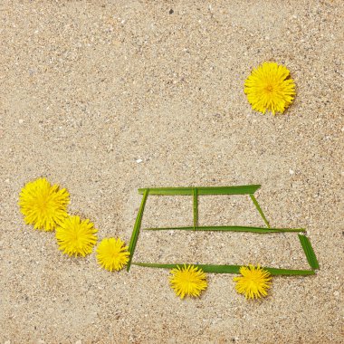 Eco car illustration in sand clipart