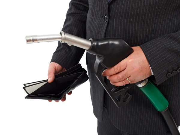 Gas munstycke och Tom plånbok — Stockfoto