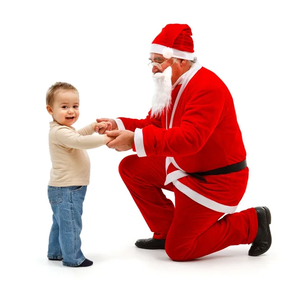 Weihnachtsmann und kleiner Junge zusammen — Stockfoto