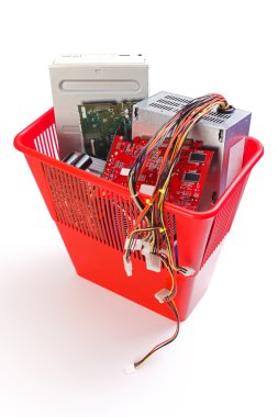 Old electronics devices in garbage clipart