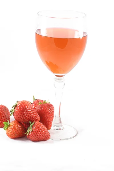 Aardbeien en wijn Stockfoto
