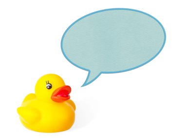 Cute yellow rubber duck talkinkg clipart