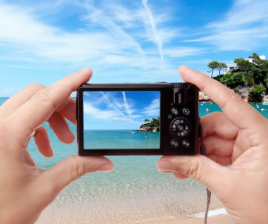 Taking photo of seaside clipart