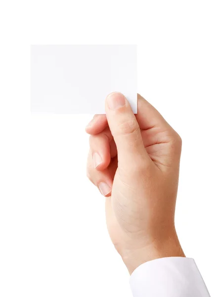 Hand and blank card — Stock Photo, Image