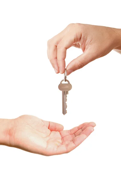 stock image Hands of two , giving and taking modern key