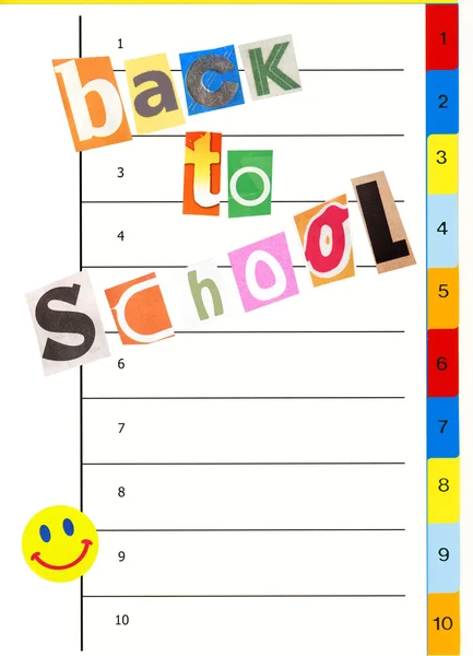 Terug naar school concept: pagina van organisator notebook — Stockfoto