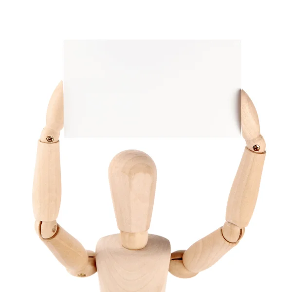 Dummy showing up blank paper card — Stock Photo, Image