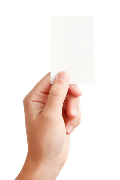 Mão e cartão em branco — Fotografia de Stock