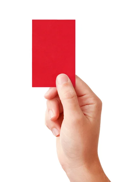 Ruka ukazuje červenou kartu — Stock fotografie