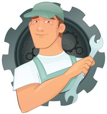 Vector handyman character with tools clipart