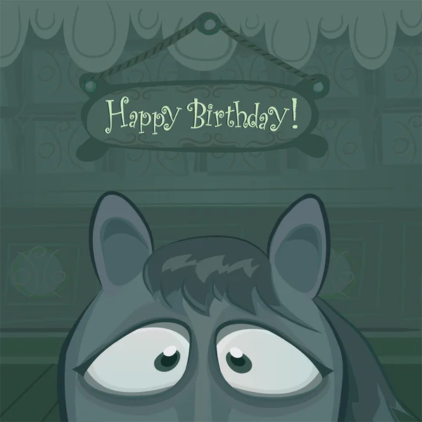 Animal cards series. Vector birthday card with funny horse — Stock Vector