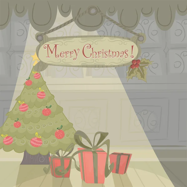 Χριστουγεννιάτικη κάρτα διακοπών του φορέα — Διανυσματικό Αρχείο