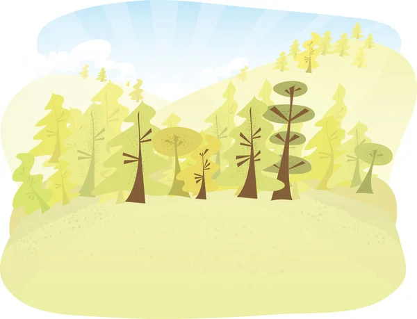 Ilustración de dibujos animados de bosque vectorial . — Vector de stock