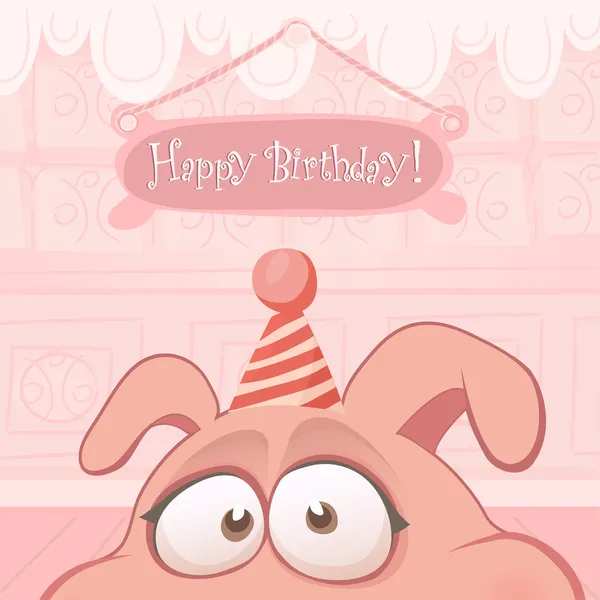 Animal cards series. Vector birthday card with funny pig — Stock Vector