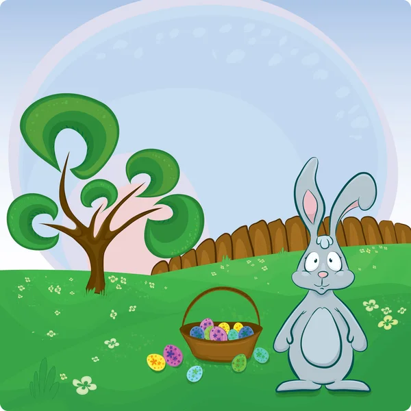 Vector Easter card with bunny. — Stock Vector