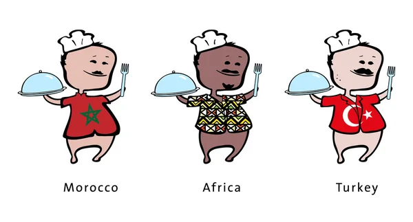 Restaurantkoch aus Marokko, Afrika, Türkei - Vektorillustration — Stockvektor