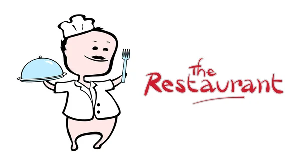 Chef de restaurant présentant un plat - illustration vectorielle — Image vectorielle