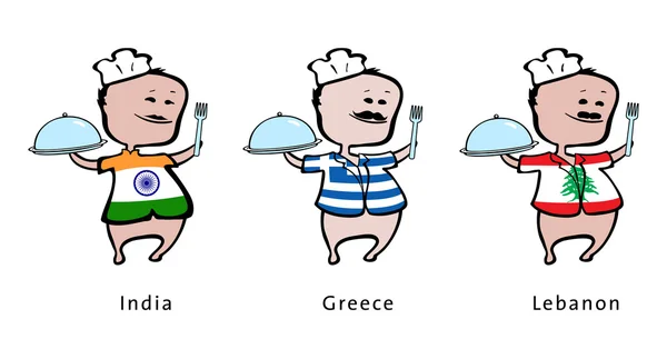 Szef kuchni restauracji z Indie, Grecja, Liban - ilustracja wektorowa — Wektor stockowy