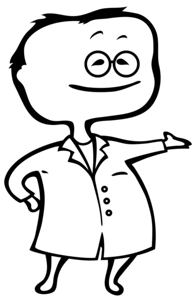 Młody naukowiec uśmiechający się w typ kreskówka na białym tle biały - wektor — Wektor stockowy