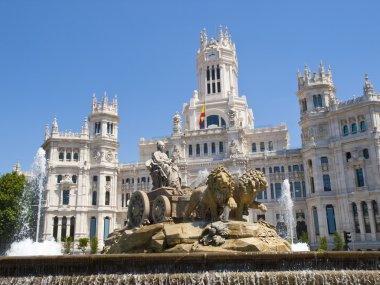 Cibeles Fountain and Cibeles Palace, Madrid clipart