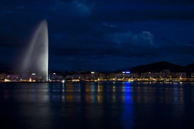 Geneva in a summer night clipart