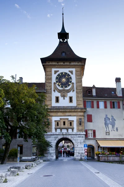 Uhrturm in Murten, Schweiz — Stockfoto