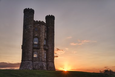 Broadway Tower at sunset Cotswolds, UK clipart