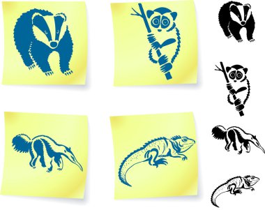 Animal drawings on post clipart