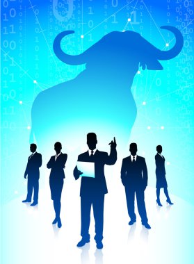 Bull market concept with binary code clipart