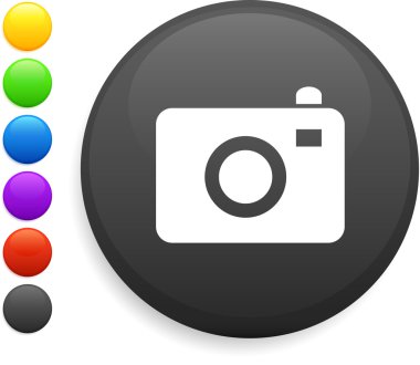 camera icon on round internet button clipart