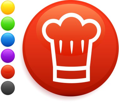 chef hat icon on round internet button clipart