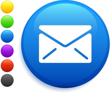 envelope icon on round internet button clipart