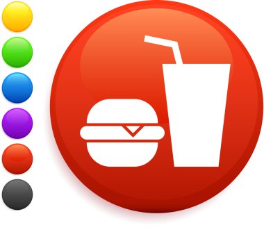 hamburger and soda icon on round internet button clipart