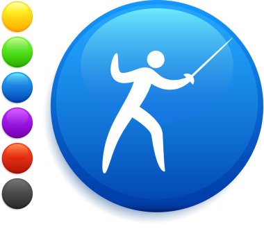 fencing icon on round internet button clipart