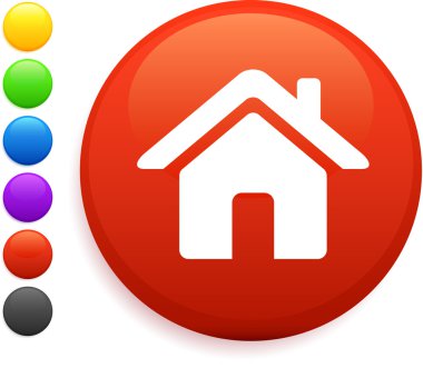 house icon on round internet button clipart