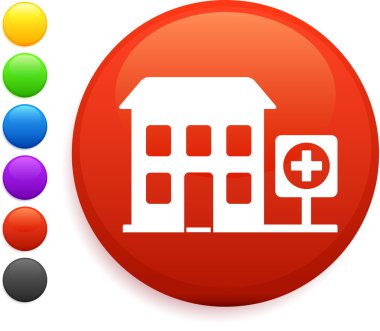 hospital icon on round internet button clipart