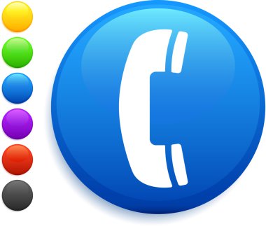 phone icon on round internet button clipart