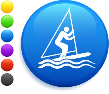 sailing icon on round internet button clipart