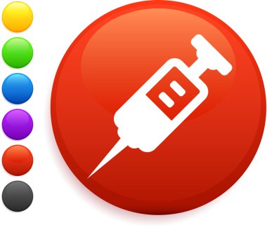 syringe icon on round internet button clipart