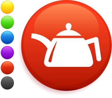 tea kettle icon on round internet button clipart