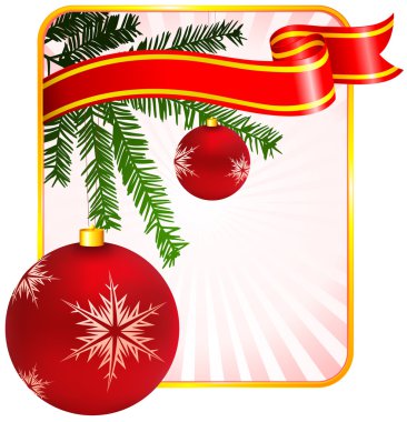 Holiday background with Christmas Ornament and tree clipart