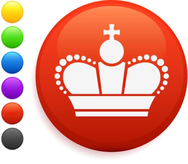 Royal crown icon on round internet button clipart