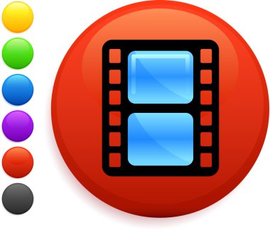 film reel icon on round internet button clipart