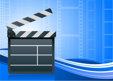 Film clapper board on blue background clipart