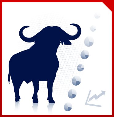 bull on business background with red border clipart