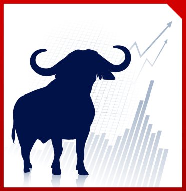 bull on business background with red border clipart