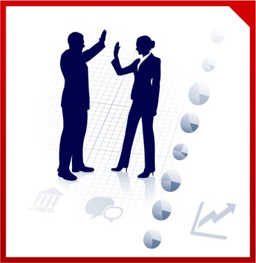 business team silhouettes on corporate background clipart