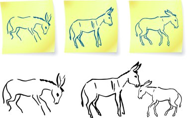 donkey family on post it notes clipart