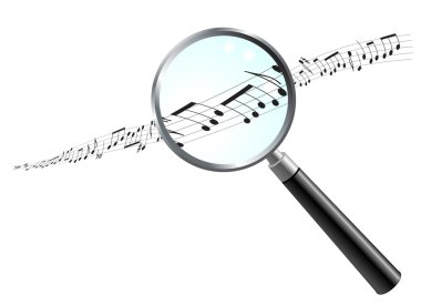 Musical Notes Under Magnifying Glass clipart